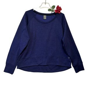 Champion duo dry black blue heather long sleeve hi low top XXL NWOT